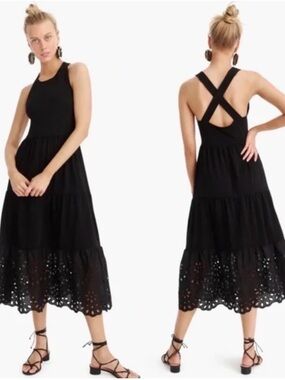 J.Crew Tiered Eyelet Midi Dress